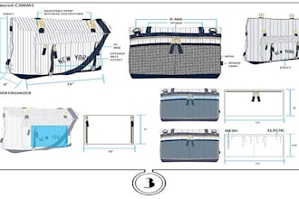 design your bag, handbag, backpack, luggage, wallet, and make a tech pack