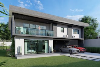 renovate house exterior facade,backyard lounge,children play ground,upper patio