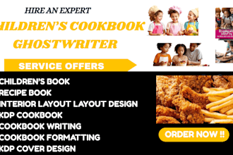 ghostwrite, design and format children cookbook food, recipe book, children book