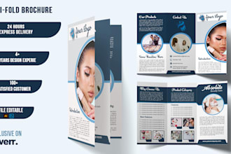 design a stunning beauty care trifold or restaurant food menu brochure
