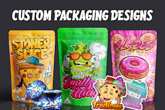 design custom weed pouch, mylar bag, cbd product labels and cannabis logo