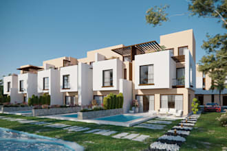 build apartment exterior, interior building layout, log cabin home, luxury villa