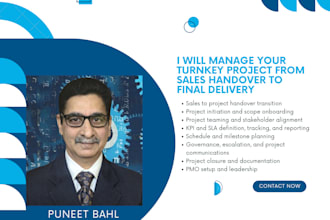 manage turnkey projects from sales handover to final delivery