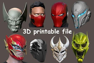 sculpt 3d model, 3d helmet mask, 3d head,  futuristic cosplay model 3d printing