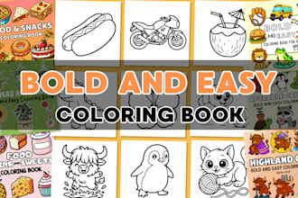 design bold and easy coloring book pages and covers for KDP