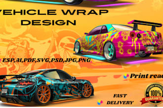 create custom car wrap, truck, van, trailer, vehicle wrap designs