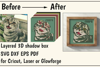 create layered 3d shadow box svg for cricut, laser or glowforge