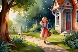 do children story book illustrations drawing watercolor