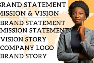 write a stunning mission and vision statement, brand story, and brand narrative