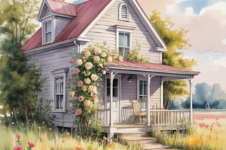 create watercolor portrait of your house from your image