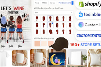 set up your shopify pod store with teeinblue or customily