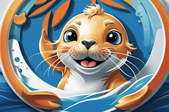 design sea seal mascot logo with express delivery