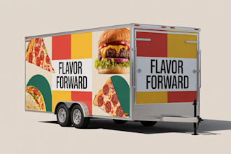 do enclosed box trailer wrap, long trailer, wrap design with photoshop