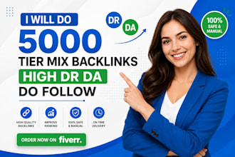 do 5000 tiered SEO backlinks with 1st tier mix and 2nd tier blog comment