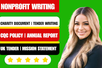 write bylaws, annual reports, uk tender, cqc policy writing, charity document