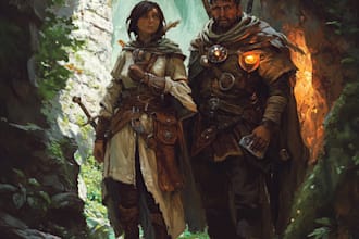 draw a character art illustration of dnd and dnd character art