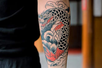 make awesome original japanese tattoo, irezumi tattoo design