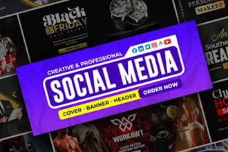 design facebook cover, youtube banner, social media header