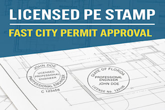 provide licensed california engineering stamp florida pe seal for city approval