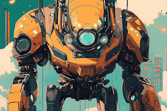 draw gundam, transformers, mecha robot in anime manga style