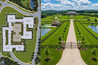 draft custom site plans including parking areas and building locations