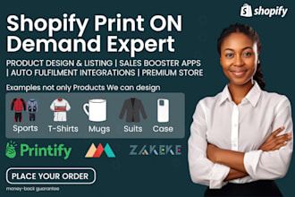 setup shopify print on demand store, printify, printful print on demand zakeke