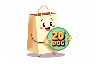 design shoping bag mascot logo with unlimited revision