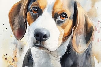 do custom watercolor pet portrait, dog portrait cat portrait