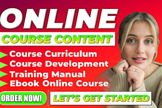 online course content, ebook online course, course curriculum course development