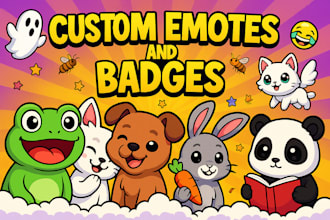 design twitch or kick emotes and sub badges for stramers