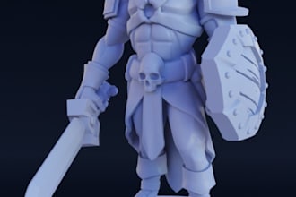 design 3d fantasy figurine ,action figure, warcraft warrior character, stl file