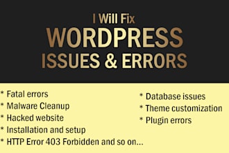 fix wordpress issues and critical errors