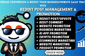 boost business website ai app ecommerce product  via reddit post comment manage