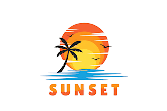 create a custom beach and sunset logo design