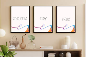 trendy printable wall art, boho abstract art, digital wall art for etsy shop