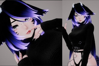 do custom vrc character vrchat avatar sfw model furry vtuber anime 3d vrm design