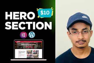 design a stunning elementor hero section, header, or footer