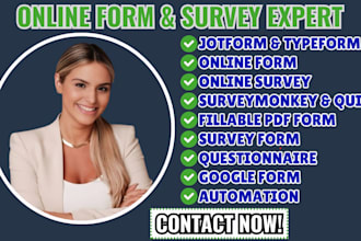 create online form using jotform, typeform, online survey, fillable pdf form
