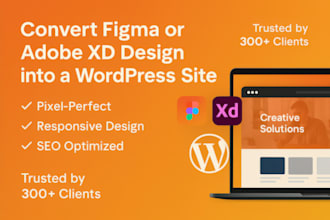 convert your figma or adobe xd design into a custom wordpress website