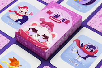 design card game flashcards board game card box mockup rule book illustrations