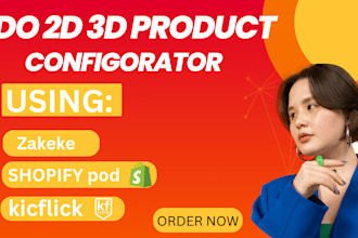 do 2d 3d product configurator using zakeke kickflip shopify pod