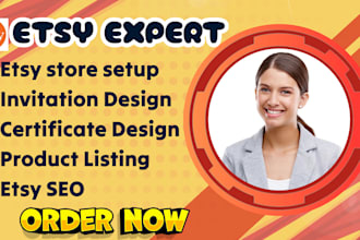 setup etsy digital products shop, invitation card certificate design, etsy seo