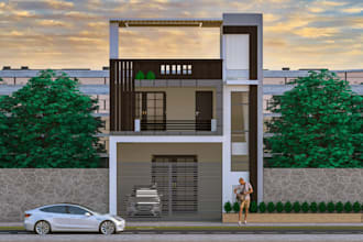 construct 3d house building, facade exterior,loft apartment,open interior render