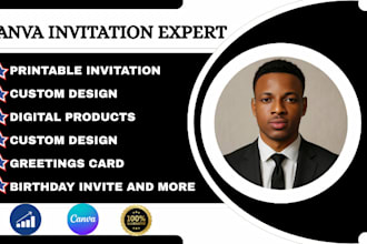 design invitation card editable templates digital product and more using canva