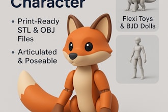 flexi animal, bjd toy, 3d articulated model, and articulated action figure