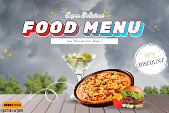 design a delicious food banner, flyer, or social media post