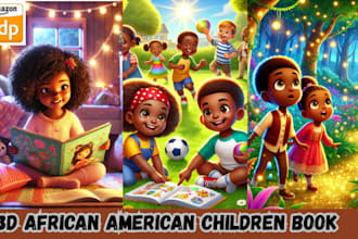 do 3d children book illustration, 3d african american children book illustration