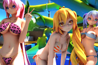 fix and rig your model 3d for mmd, koikatsu, vrm format, vroid model, furry art