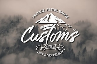 design vintage, retro, badge, hat and tshirt logo