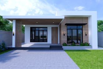 embellish 3d villa interior, forest house,lawn design, furniture set,living room